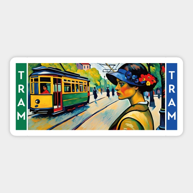 The Art of Trams - Neo-Impressionism Style #003 - Mugs For Transit Lovers Sticker by coolville